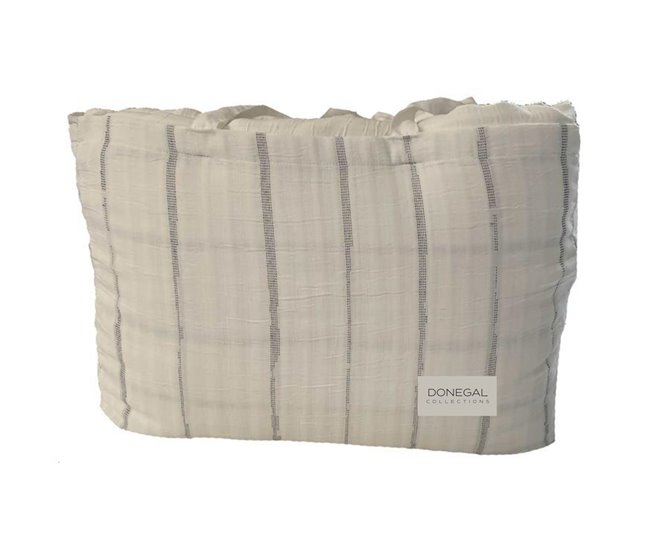 Colcha Bouti Jacquard y Funda De Cojín Arte Blanco/ Gris