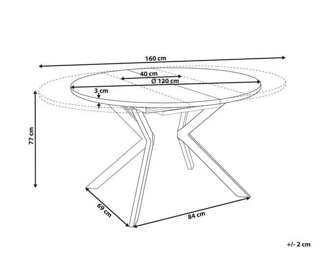 Beliani Mesa de comedor extensible CARLEA Marron Claro