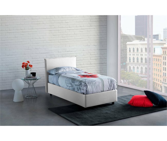 Cama individual en tela Blanco