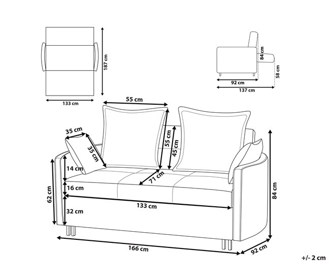 Beliani Sofá cama Poliéster HOVIN Beige