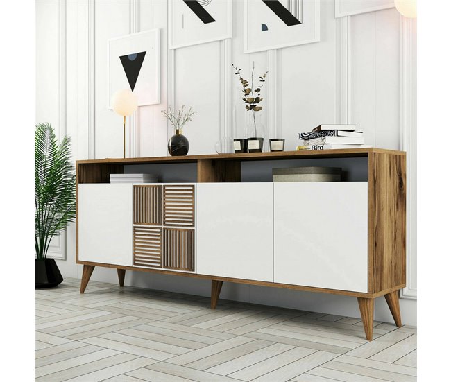 Aparador efecto madera 180 Blanco/ Madera