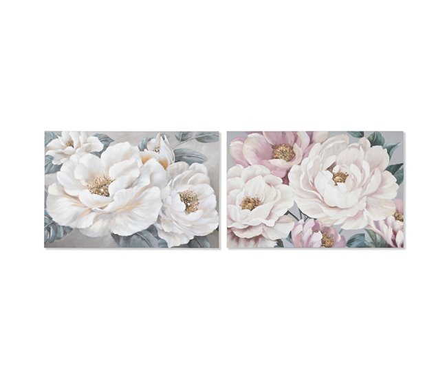 Conforama Cuadro Home ESPRIT Rosas Romántico 120 x 3 7 x 80 cm (2 Unidades)