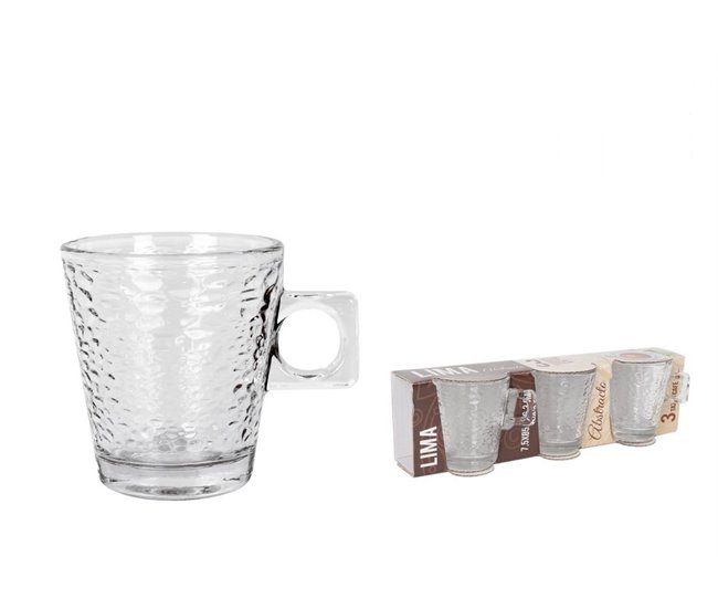 Set 3 tazas de café LIMA ABSTRACTO 8cl marca LA MEDITERRANEA Transparente