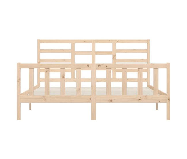 Estructura de cama de madera maciza 200x200 Blanco