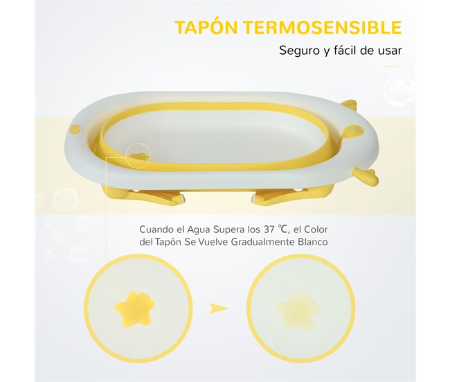 Bañera para Bebé Plegable PP, TPE HOMCOM Amarillo