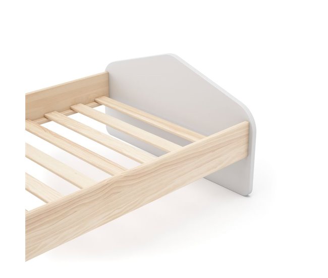Cama juvenil Misty Cloud 195x100 Blanco/ Madera
