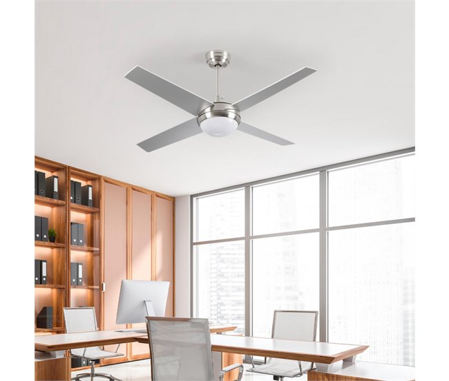 Ventilador de Techo con Luz 4 Aspas Dayron Plateado