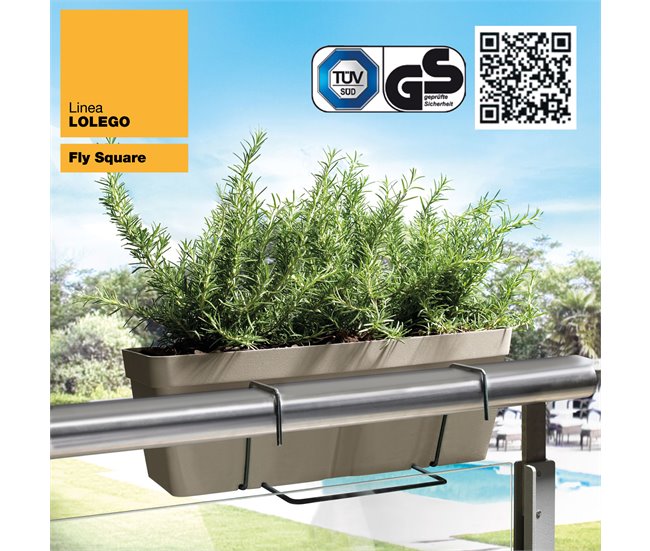 Jardinera 40 Cm Con Soporte De Fijación Curvo Terracota