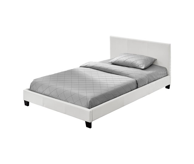 [Corium] Cama Albacete cuero sintético moderna - con colchón 149x210 Blanco