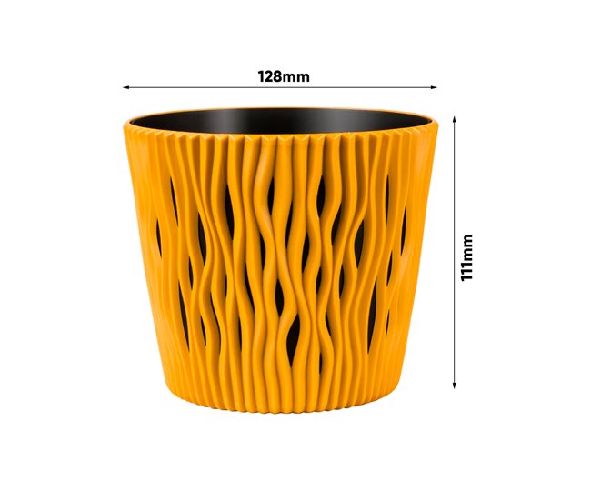 2x Maceta redonda de plastico Sandy Round Marron Claro