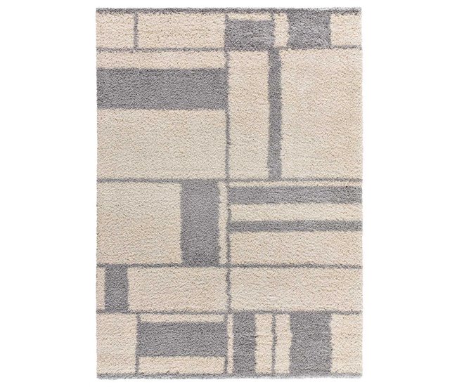 Alfombra shaggy geométrica HELIA - ATTICGO 133x190 Plateado