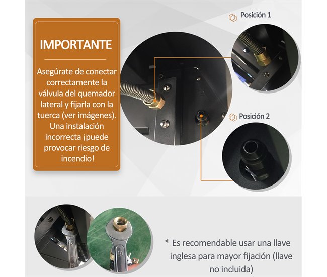 Barbacoa de Gas PP, Acero Outsunny Negro