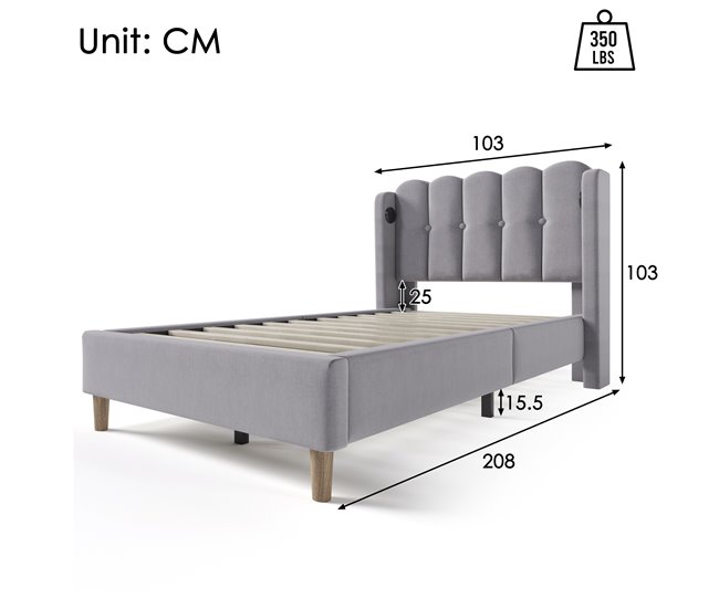 Camas individuales Gris