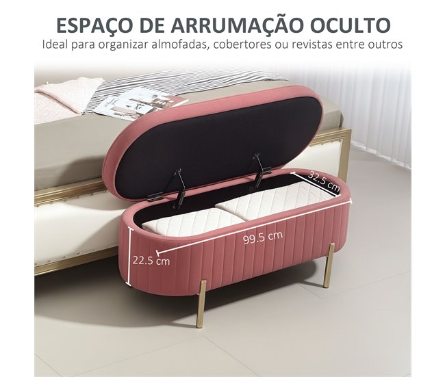 Pie de Cama Terciopelo HOMCOM, hogar - muebles de dormitorio Rosa