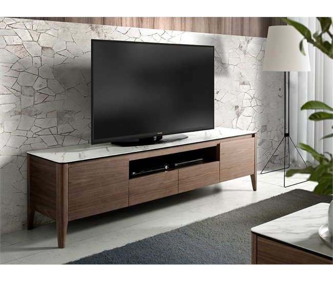 ANGEL CERDA Mueble TV porcelánico y nogal Nogal