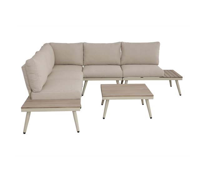 Set de jardín BIARRITZ con sofá y mesa de centro color blanco Blanco/ Madera