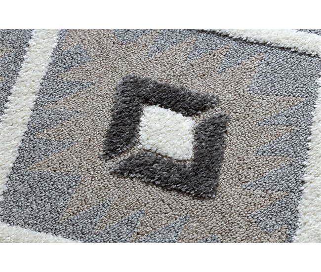 Alfombra MAROC P651 Diamantes Franjas Bereber marroquí Shaggy 200x290 Gris