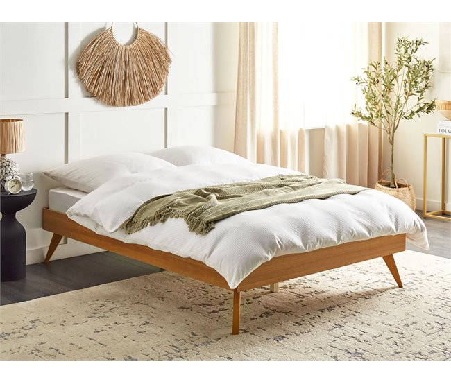 Beliani Cama sin cabecero MDF BERRIC 148x202 Blanco