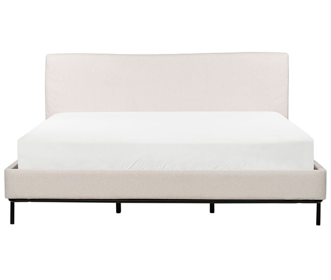 Beliani Cama con somier Poliéster CORIO 193x219 Crema