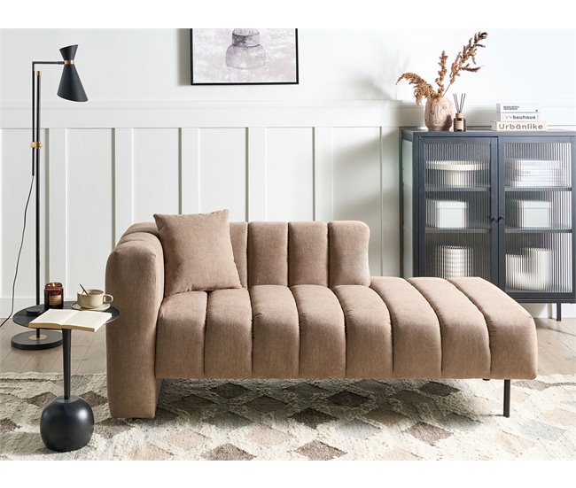 Beliani Chaise longue izquierdo Poliéster LANNILS Marron Claro