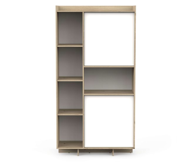 Estantería Lead 2 Puertas 7 Estantes y 1 Hueco Blanco/ Madera