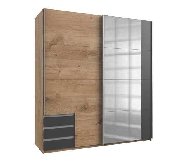 Armario 2 puertas correderas 179 Gris/natural