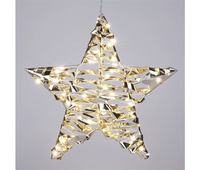 Decoración colgante con forma de estrella con 40 Luces micro LED Dorado