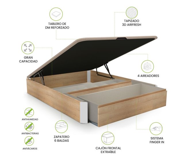 Canapé Luxury S-Max 3D 150x190 Natural/ Blanco