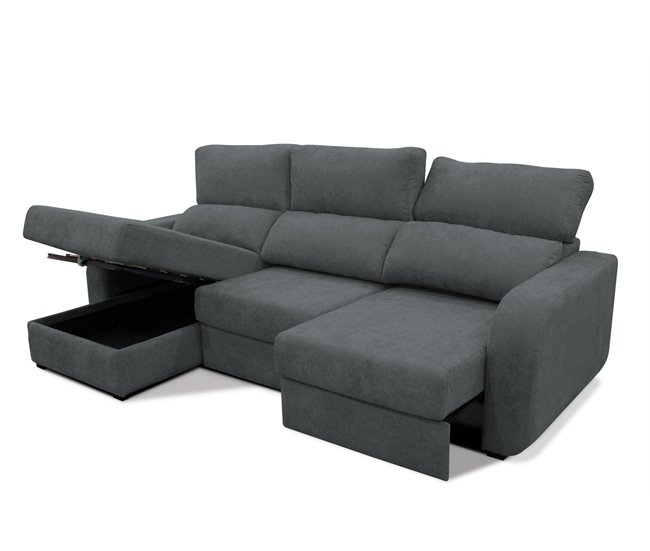 Chaise longue convertible en cama tela APRIL Gris