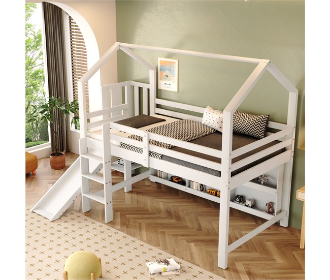Cama alta para niños Blanco