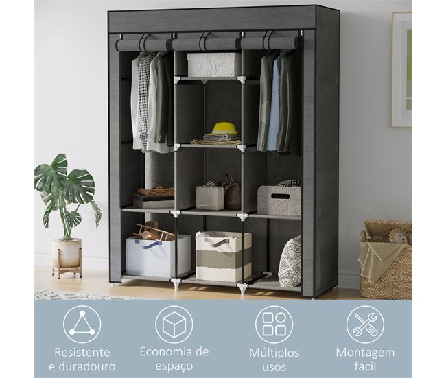 Armario de Tela Tela no Tejido, Acero HOMCOM Gris