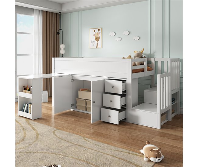 Cama alta para niños Blanco