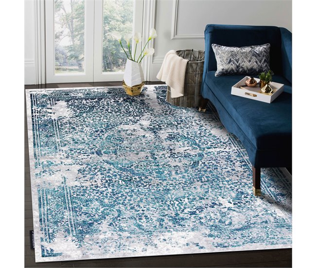 Alfombra DE LUXE moderna 2082 Ornamento vintage - Structural 160x220 Gris Azul