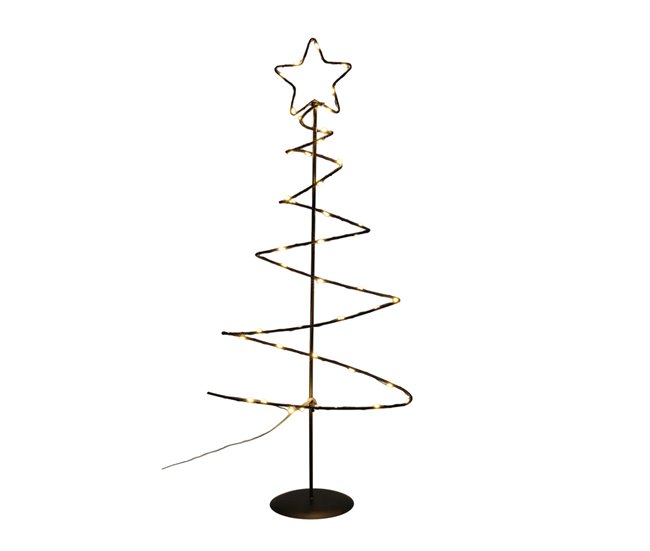 Árbol Navideño decorativo de Metal con Estrella con 46 Luces Negro