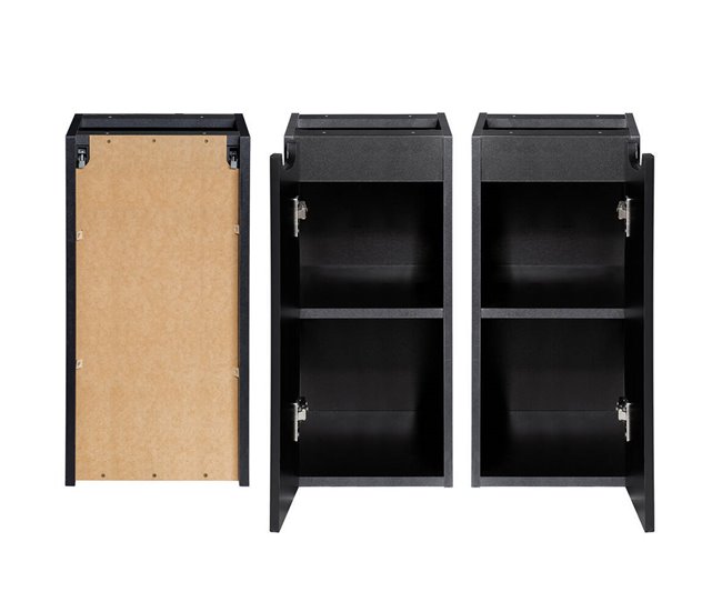 Mueble de baño bajo lavabo Newport con puerta 30 Negro/ Madera