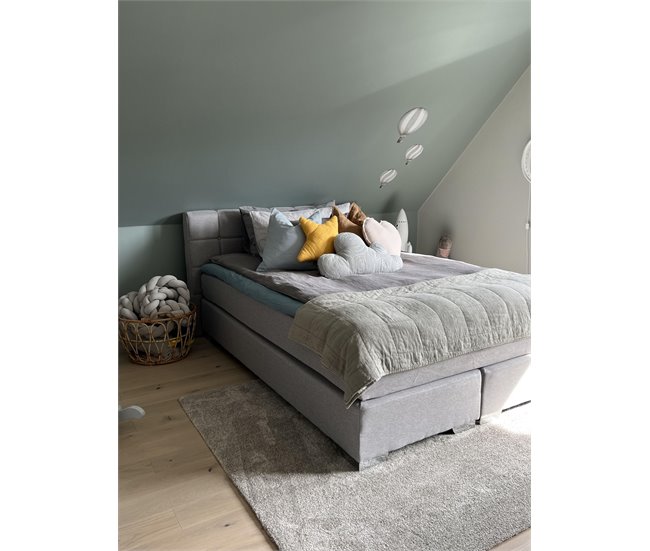 Beliani Cama continental Poliéster ADMIRAL 190x210 Gris Claro
