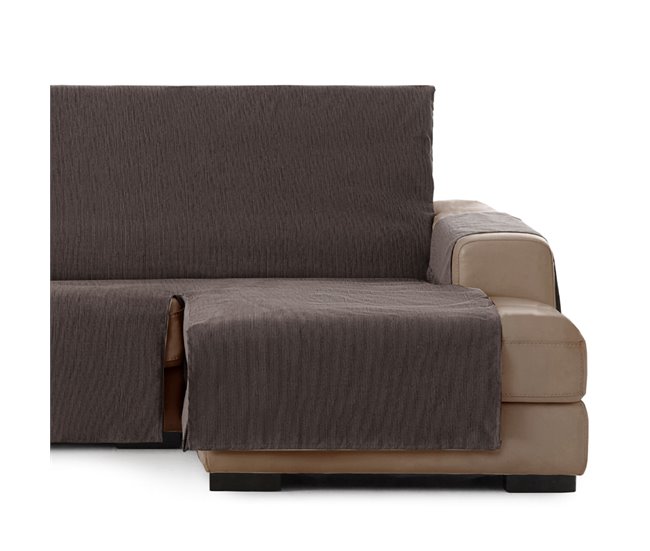 Vipalia Protector Cubre Sofá Chaise Longue Liso Modelo Chenilla Marron