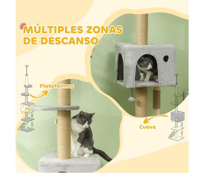 Árbol para Gatos Aglomerado de Madera PawHut Gris