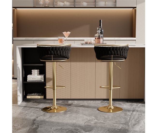 2 sillas de comedor regulables en altura Negro