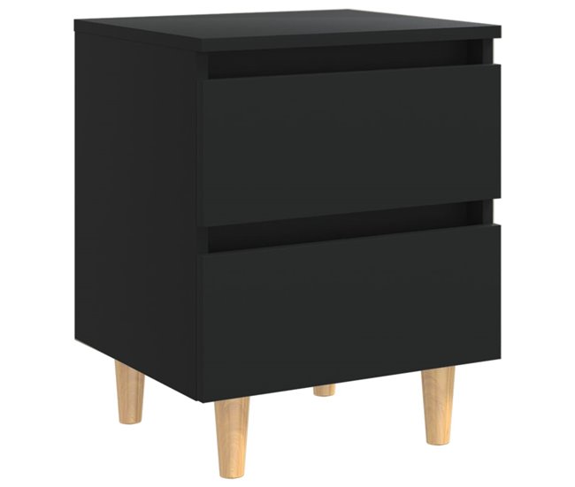 2 Mesitas de noche con patas madera 40 Blanco