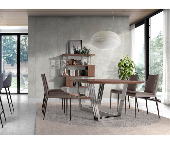 Mesa comedor ovalada barril madera nogal Negro