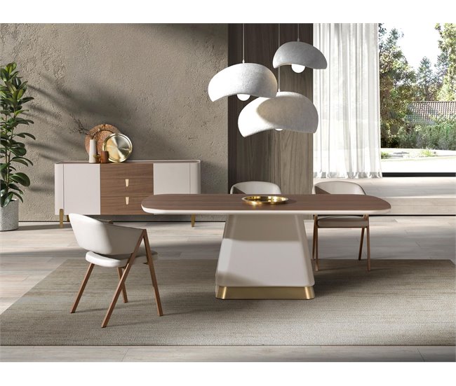 ANGEL CERDA Mesa comedor rectangular y madera Beige