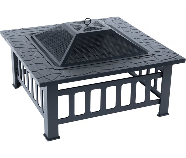 Barbacoa 3 en 1 con tapa anti-brasas «Flaméo» Negro