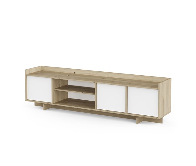 Mueble tv 180cm 3 puertas roble y blanco CLAP Roble
