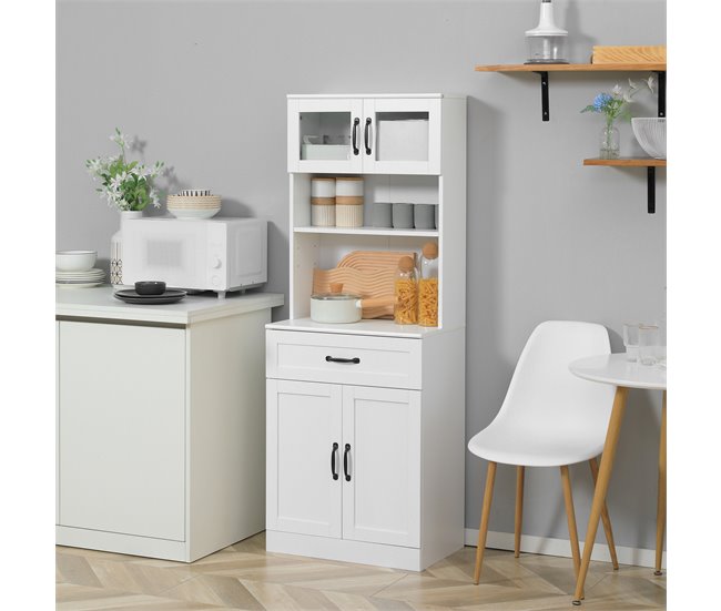 Alacena de Cocina MDF, Vidrio Templado HOMCOM, hogar - cocina Blanco
