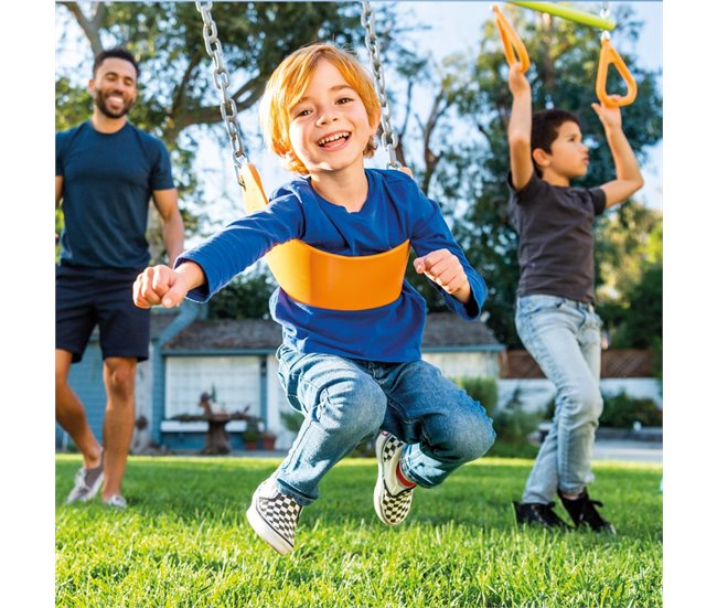 Columpio jardín infantil doble con balancín y trapecio INTEX Verde