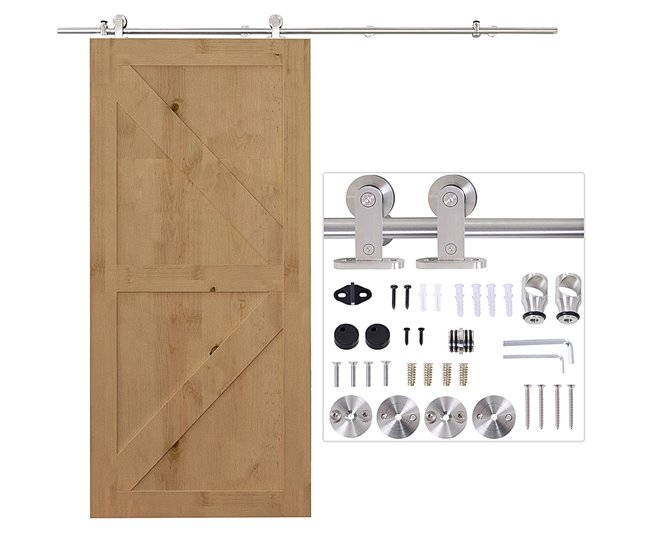 Kit Instalacion Puerta Corredera Acero Inoxidable HOMCOM 2 Plateado