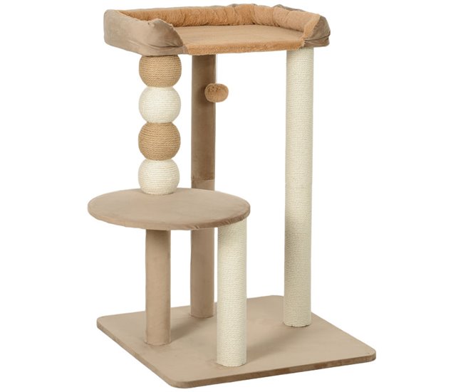 Árbol para Gatos Aglomerado de Madera, Yute PawHut Marron