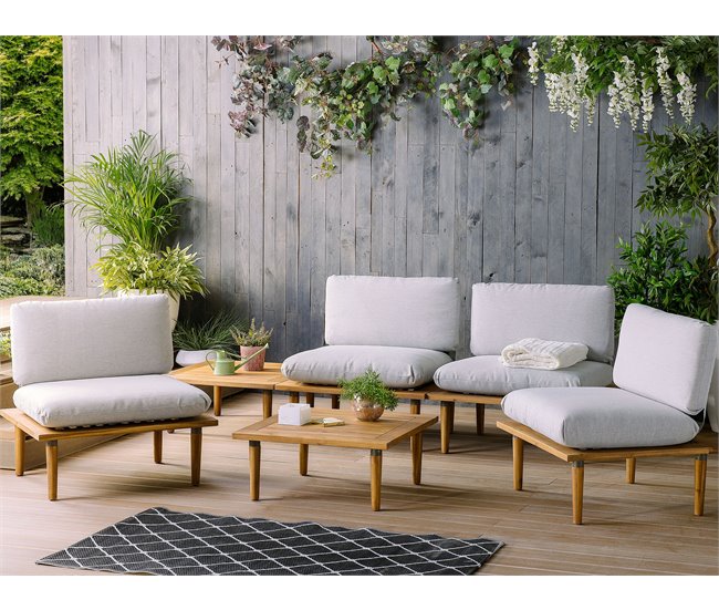 Beliani Conjunto de jardín Madera de acacia con certificado FSC® FRASCATI Gris Claro