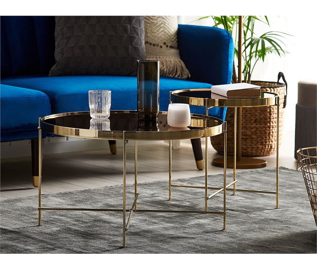 Beliani Mesa auxiliar LUCEA 40x40 Dorado